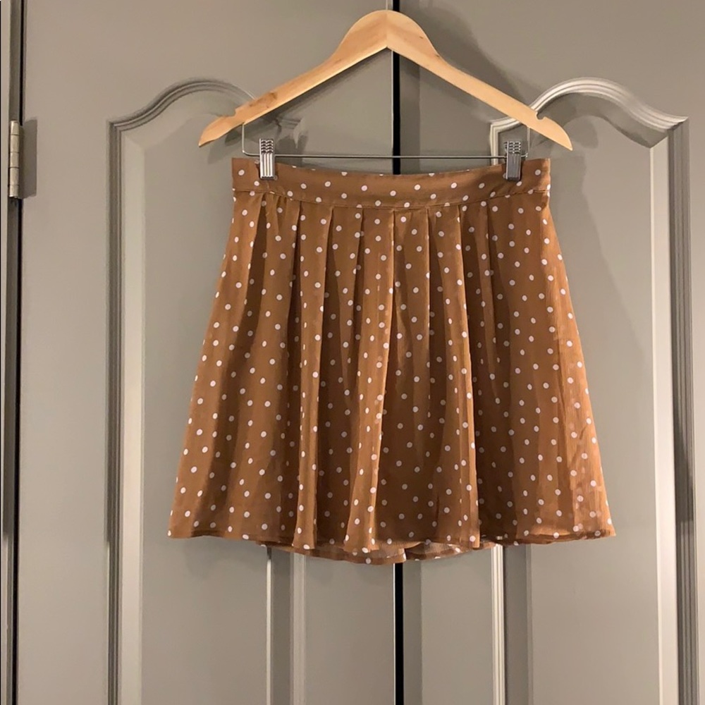 Old Navy tan white polka dot mini skirt size S